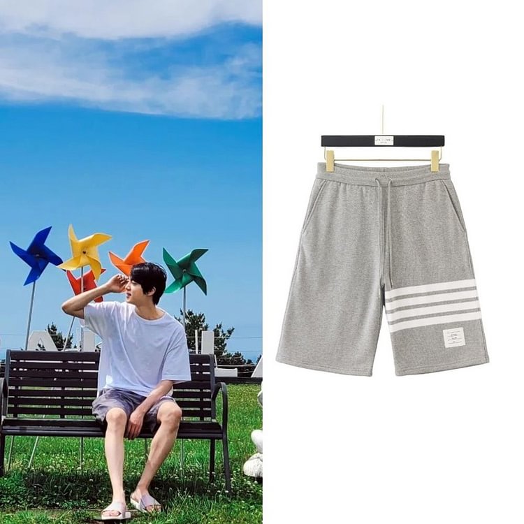 BTS Jin Same Style Striped Beach Pants