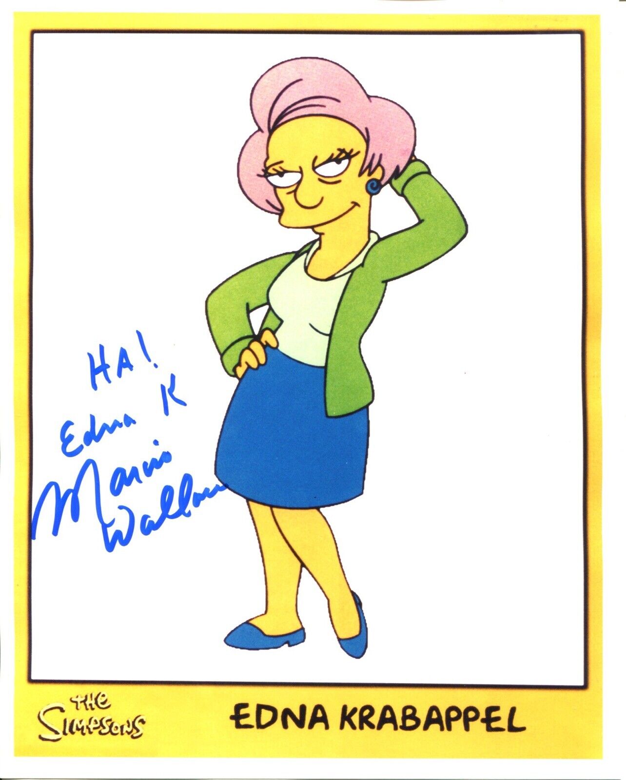 The Simpsons voice actress Marcia Wallace signed Edna Krabappel 8x10 Photo Poster painting