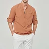 Gioiacombo&trade; Camicia Henley a maniche lunghe in cotone tinta unita da uomo