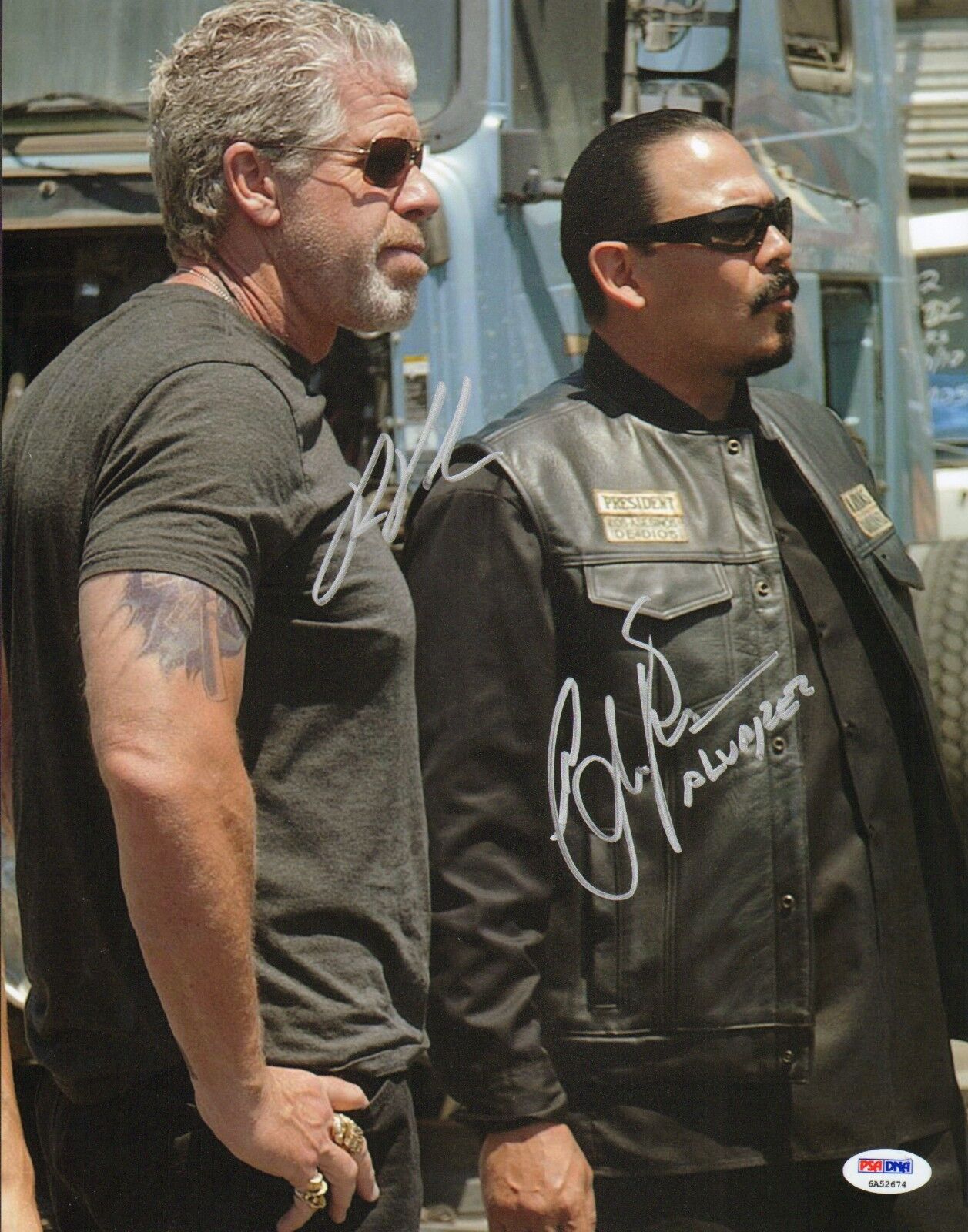 Emilio Rivera Ron Perlman Signed 11x14 Photo Poster painting PSA/DNA COA Sons of Anarchy Picture