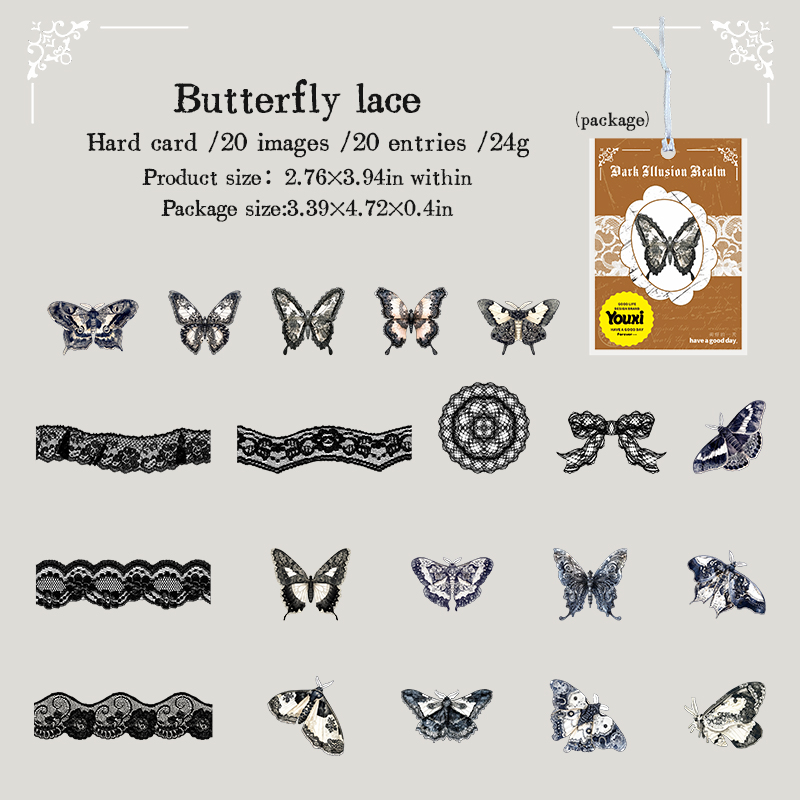 Sticker - Dark Fantasy Series Vintage Gothic Lace Flower Landscape 