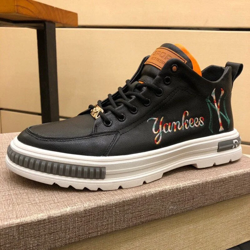 2021 autumn high top men's shoes versatile thick soled fashion casual board shoes men breathable small white shoes  men's shoes