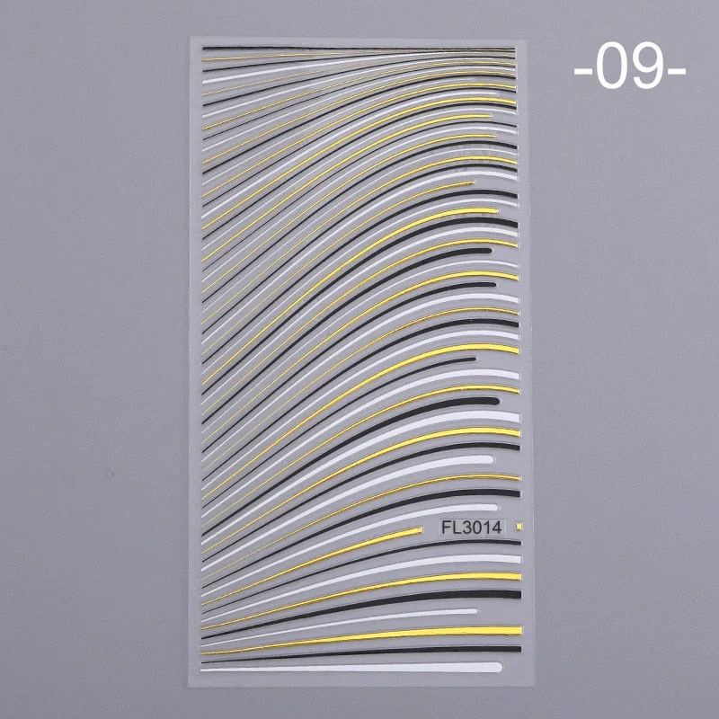 1PC Gold Sliver Striping Tape 3D Nail Stickers Geometry Lines Slider For Nails Gel Polish Decals For Manicures DIY Decoration-Nail Inspo