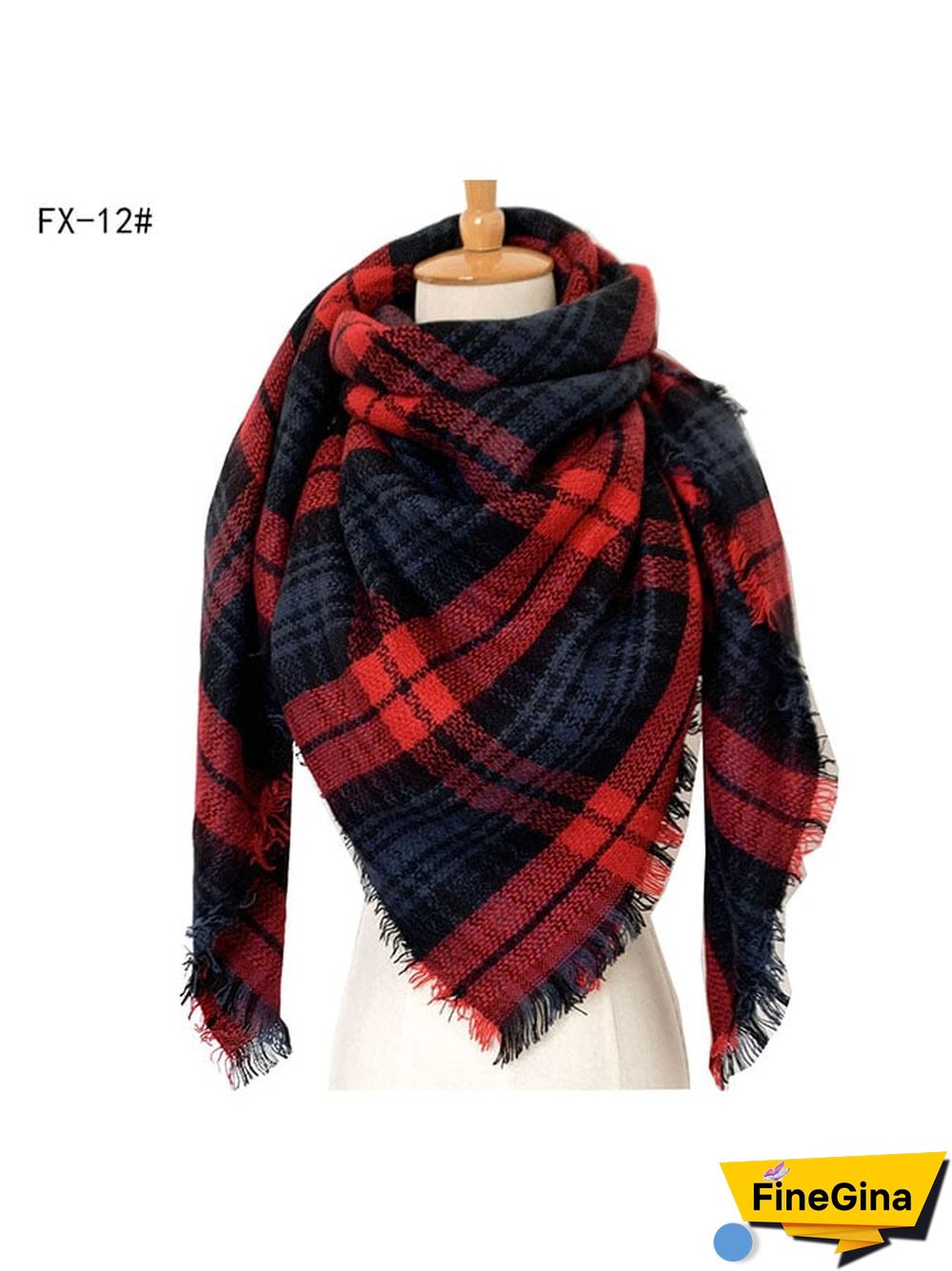 Imitation Cashmere Oversized Double-Sided Colorful Plaid Square Scarf