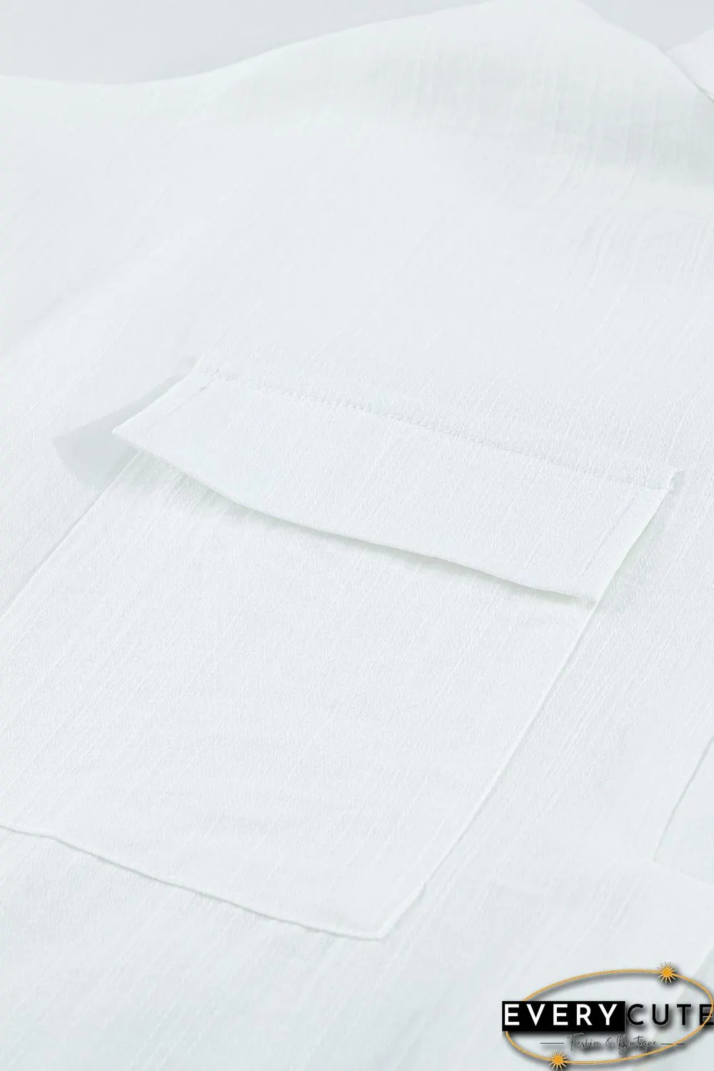 White Buttoned Long Sleeve Shirt with Pocket