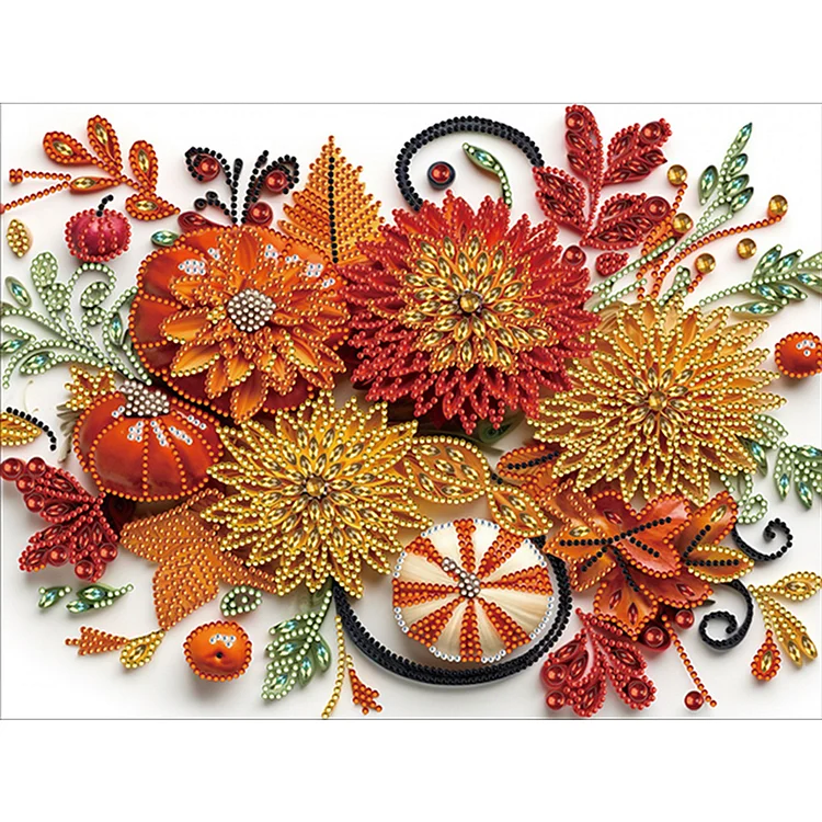 Autumn Pumpkin Paper Painting 40*30CM(Canvas) Special Shaped Drill Diamond Painting gbfke