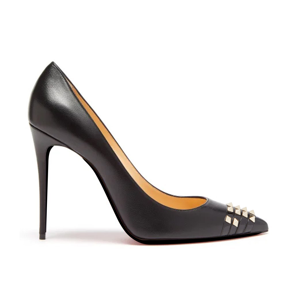 100mm Rockstud Matte Pointed-toe Pumps-vocosishoes