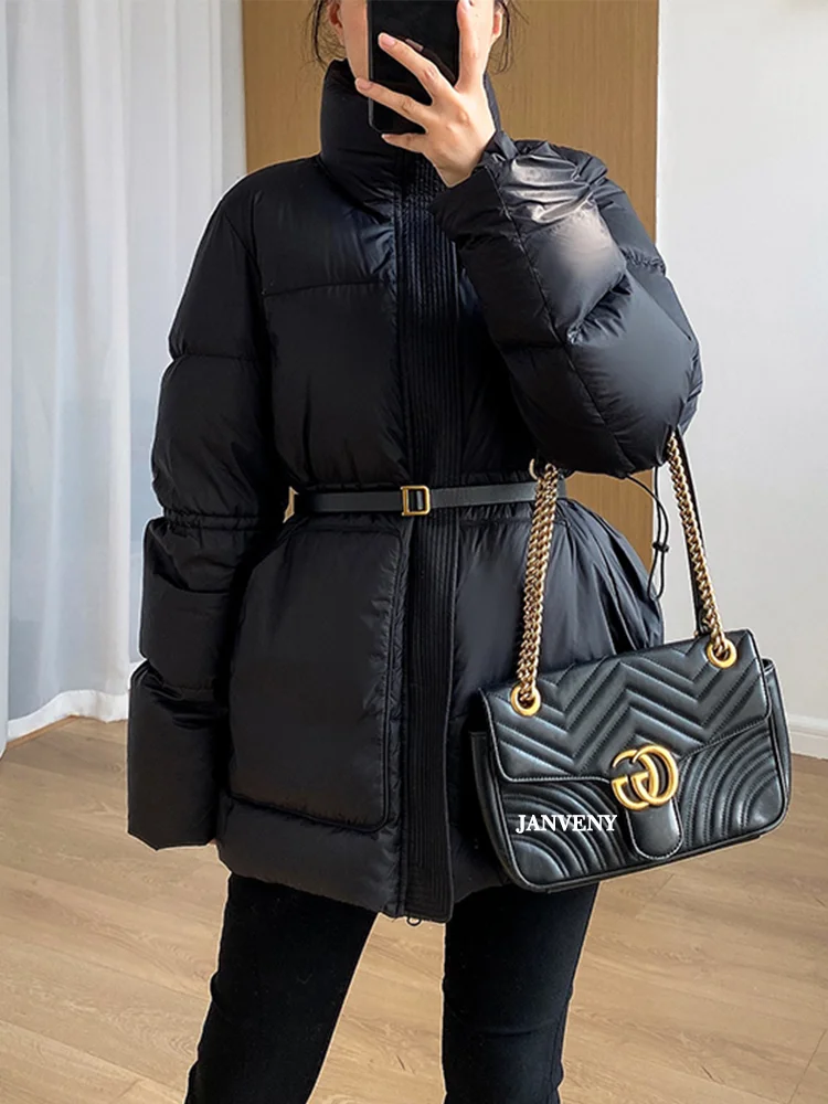 Woherb 2022 High End Women Winter Duck Down Parka Zipper Up Waist Baggy