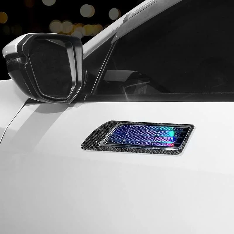 Universal Car Exterior Accessories -- Hood Scoop For Cars, Car Hood Vents With Cool Solar Warning Light, Car Vent Accessories. Cars, Pickup Trucks, SUVs, Exterior Automotive Accessories, A Pair. ( Col