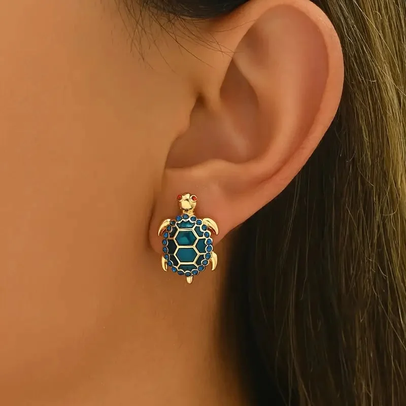 Cute Crystal Turtle Earrings