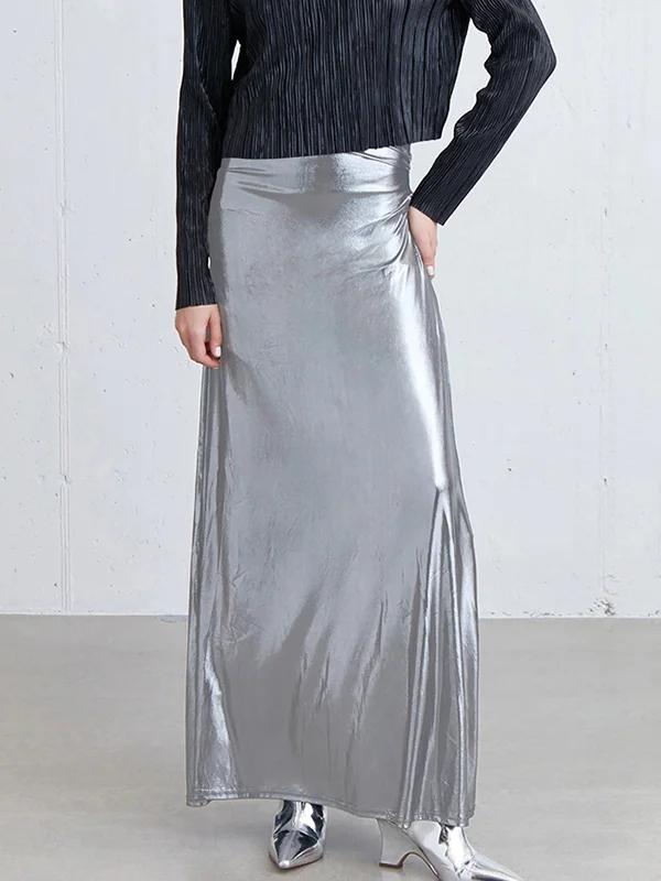 A-Line Bodycon Shiny Solid Color Skirts Bottoms