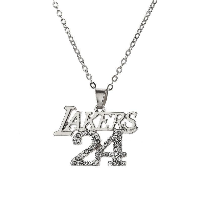 No24 Lakers Rhinestone Hiphop Pendant Necklace Mens-VESSFUL