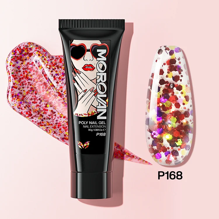 Red Platinum Glitter Poly Nail Gel 30ml