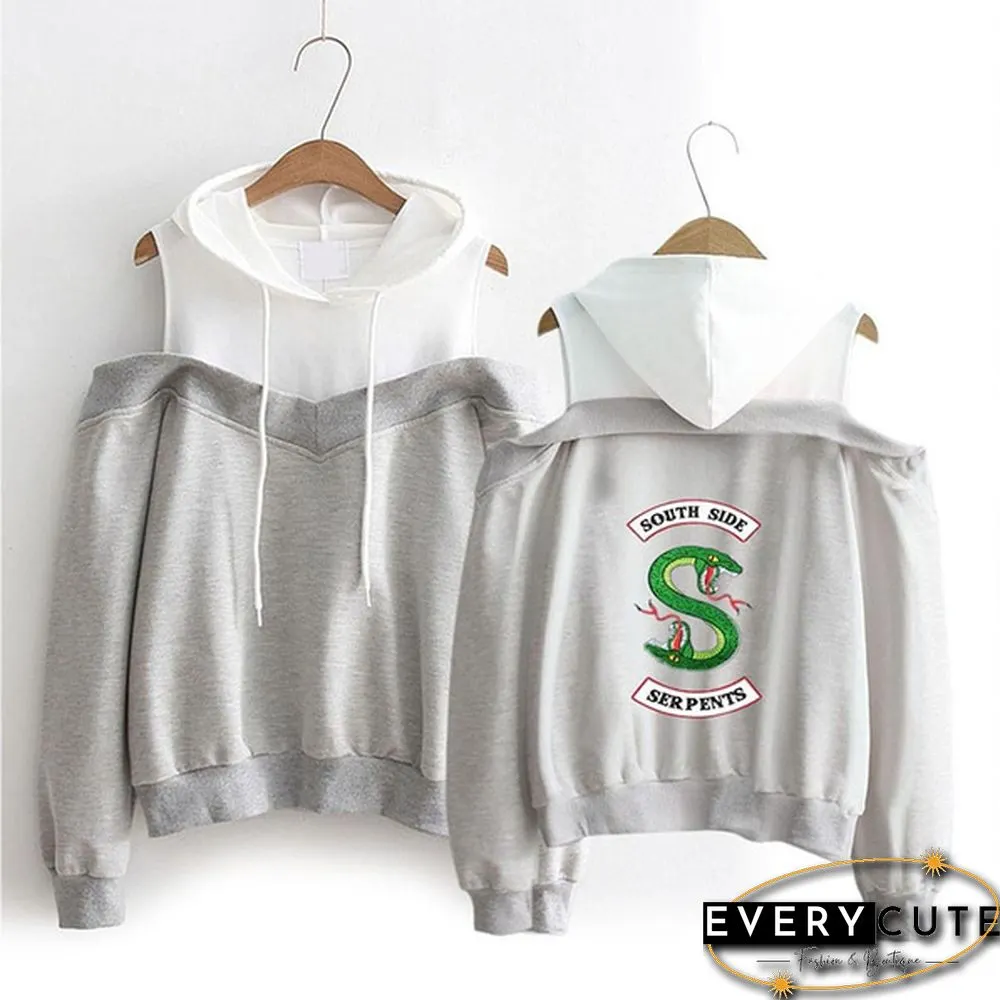 Southside Serpents Women Hooded Hoodies Girls Long Sleeve Sweatshirts Off Shoulder Sexy