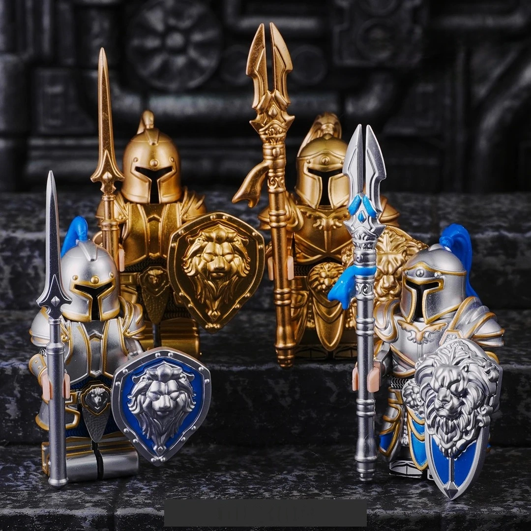 World of Warcraft Stormwind Alliance Soldier Minifigures - Silver & Gold Two Colors Available, Alliance-style Collectible Figures