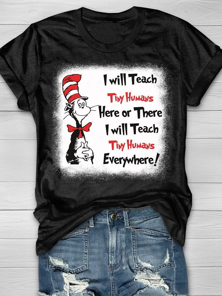 Teach Tiny Humans Print Short Sleeve T-shirt
