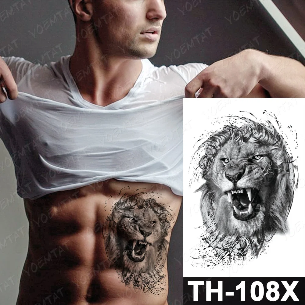Forest Shadow Wolf Temporary Tattoo Sticker For Men Women Owl Lion Waterproof Fake Henna Tiger Animal Body Art Tatoo Decal