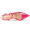啦啦啦65mm Women Slingback Pumps Ankle Strap Jenlove Stiletto Mid Heel Close Pointed Toe Dress Red Bottoms Shoes  James Yang