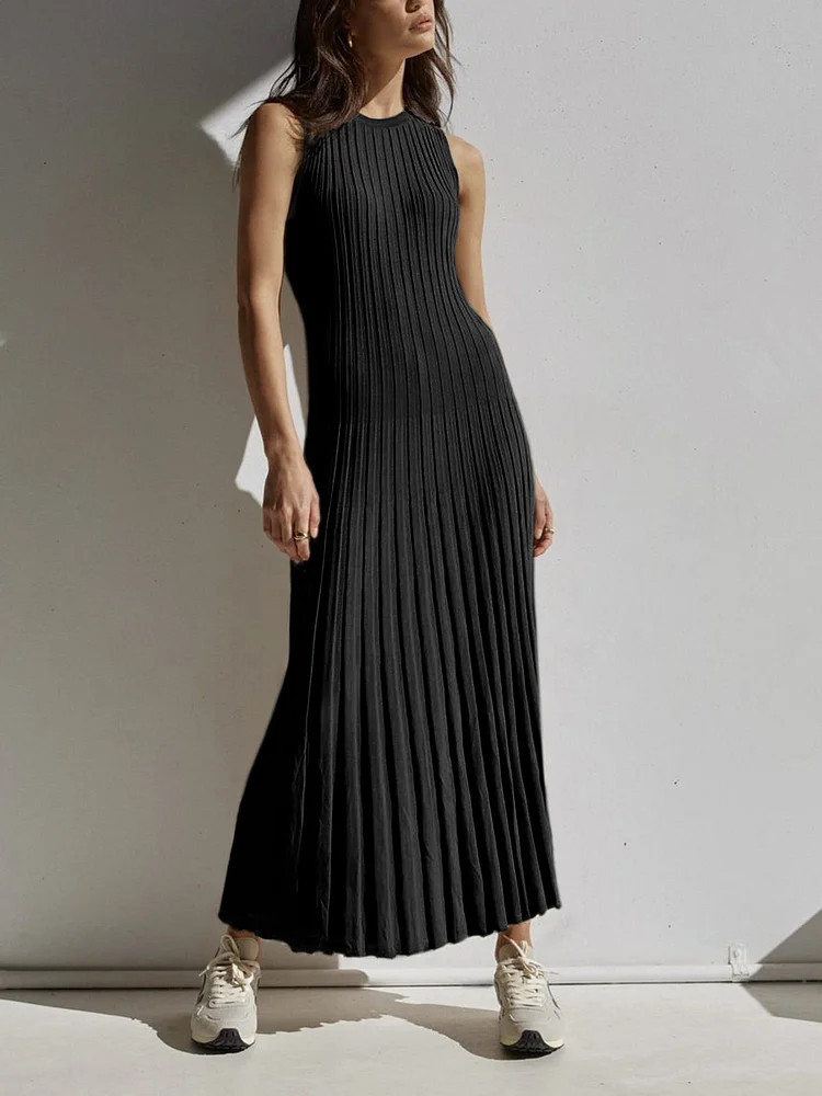 Camille Knit Pleat Maxi Dress QueenFunky