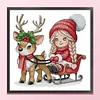 Elk Sled Girl-14CT Stamped Cross Stitch 31*31cm/12.2*12.2in