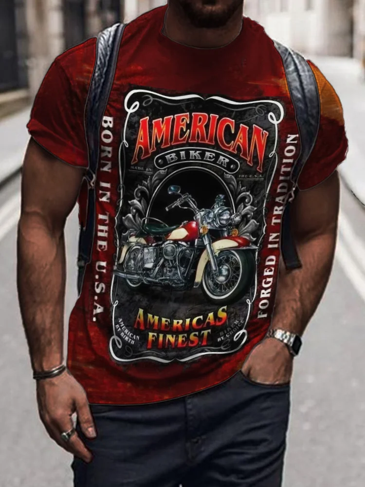 BrosWear Men's American Biker Vintage Motorcycle Graphic T Shirt