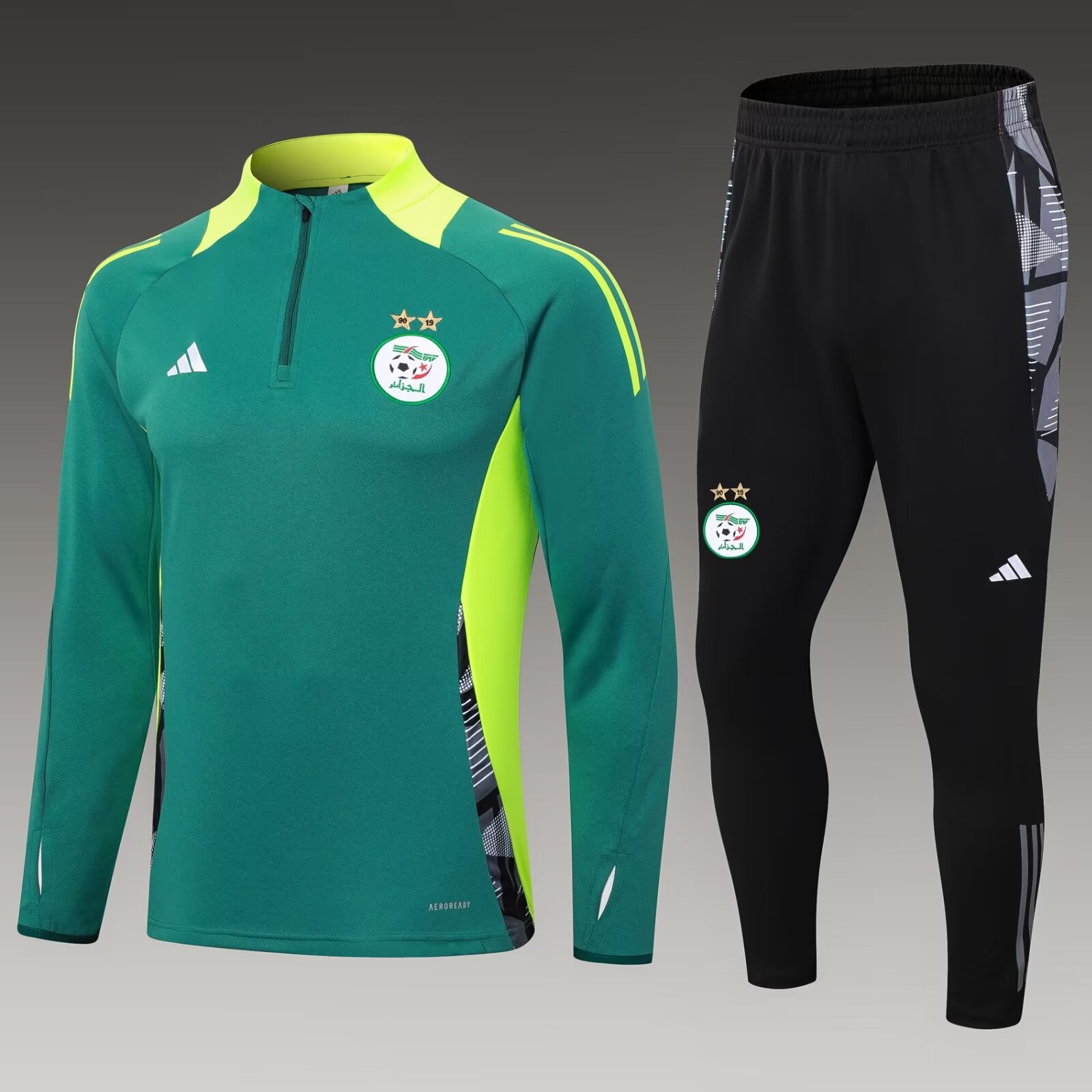 2024/2025 Algeria Half-Pull Training Suit Blackish Green Shirt