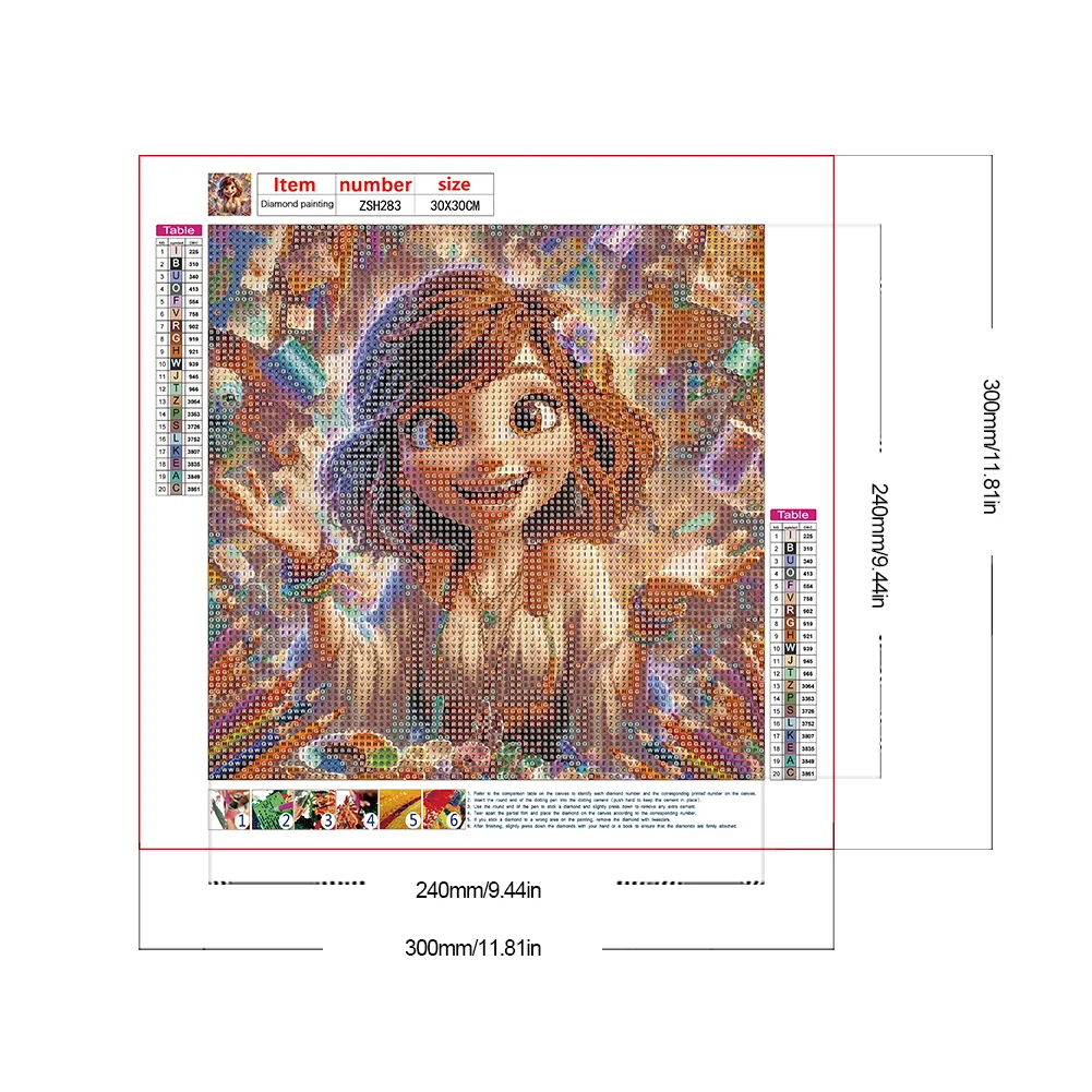 Full Round Diamond Painting 30*30cm - Girl