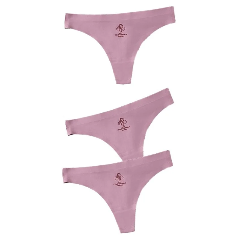 3pcs Women Thongs & G Strings Sexy Low-Rise Seamless Panties Ultra Thin Solid Thong Woman Invisible Plus Size Underwear Lingerie
