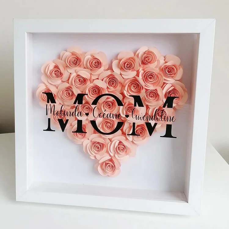 Custom Mum Heart Flower Shadow Box 