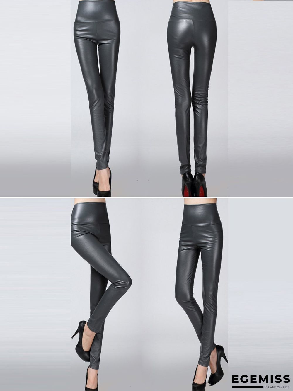 Plus size color elastic pu thick leggings leather Leggings | EGEMISS