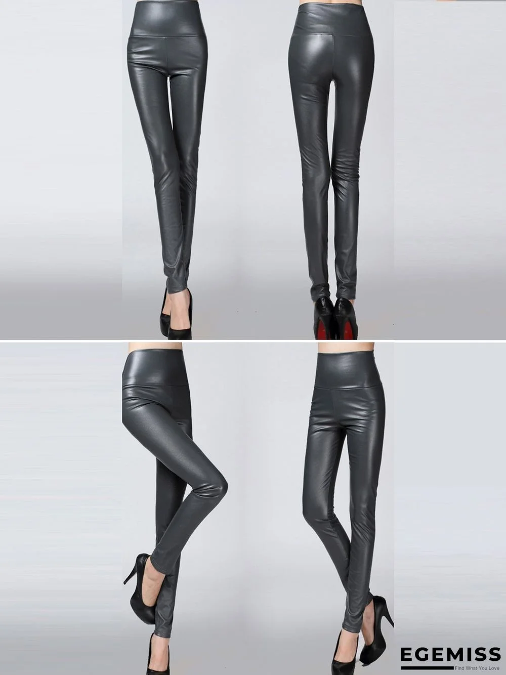 Plus size color elastic pu thick leggings leather Leggings | EGEMISS