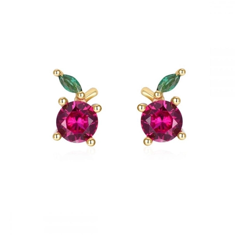 1 Pair Cute Minimalist Fruit Plating Diamond Copper Ear Studs