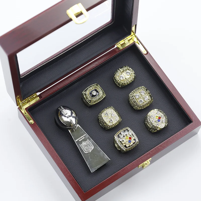 a Set of 6 Pittsburgh Steelers Super Bowl Championship Replica