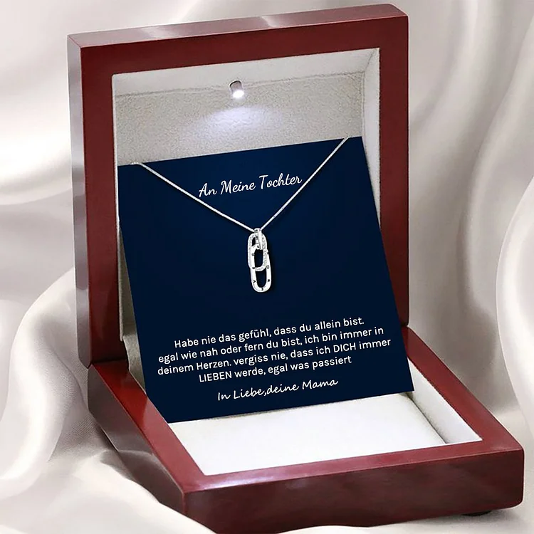 Geschenk für die Tochter S925 Silber Forever Linked Together Halskette Mahagoni-Box Geschenk-Box-Set