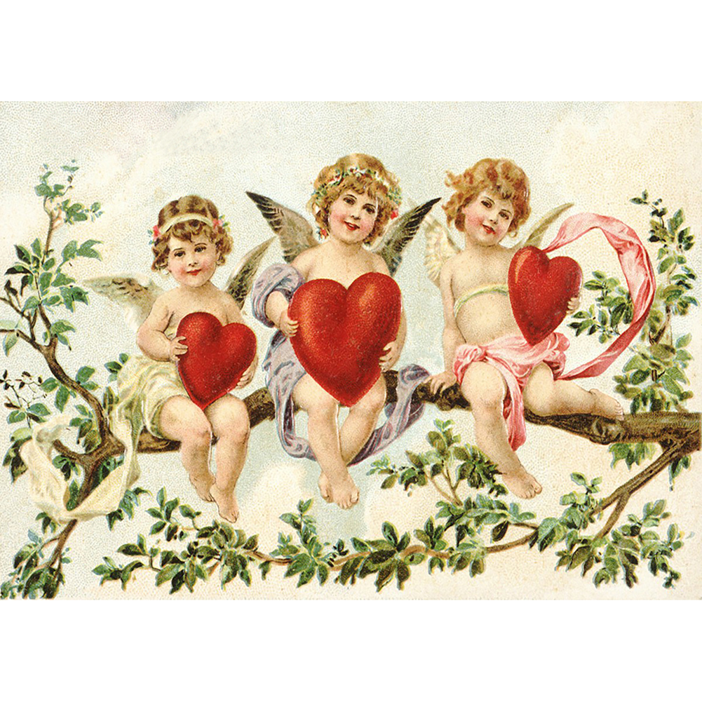 

40*30CM - Cupid - Round Drill Diamond Painting, 501 Original