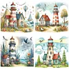 4Pcs/set Diamond Painting-DIY Full Round Drill Lighthouse Cottage(30*30 CM)