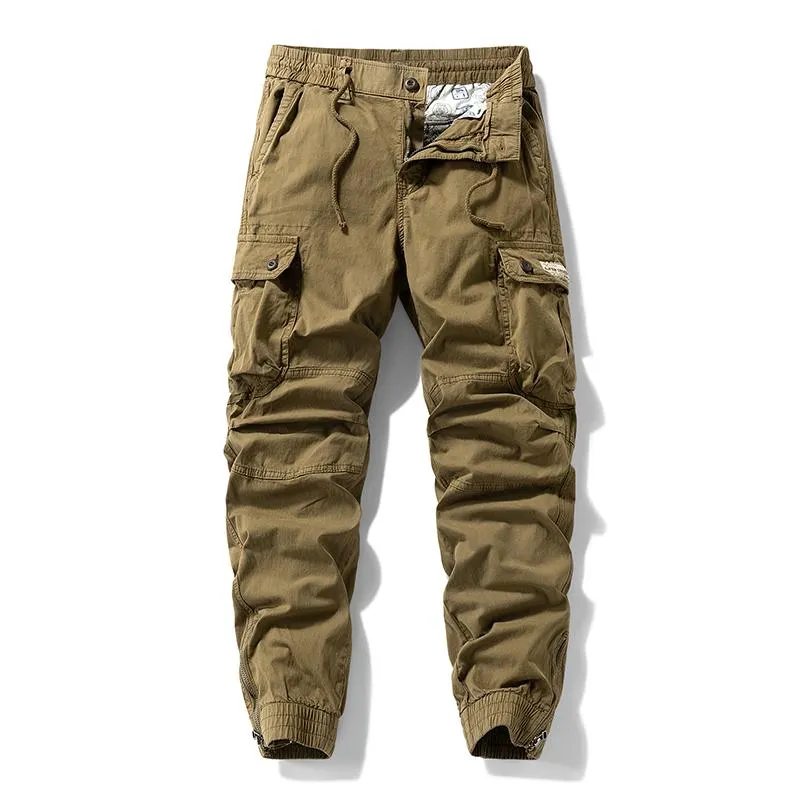 Menswear Fashion Men's Pants - Versatile Functional Cargo Pants for Men, Drawstring Cuffs, Multiple Pockets, Retro Outdoor Casual Style