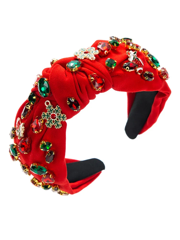 Festival Alloy Snowflake Acrylic Rhinestone Knotted Christmas Hair Hoop