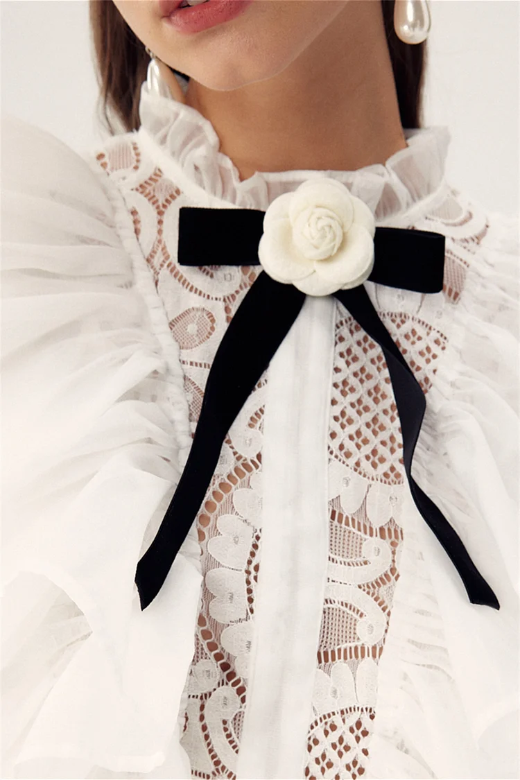 Camellia Flower Bow Brooch