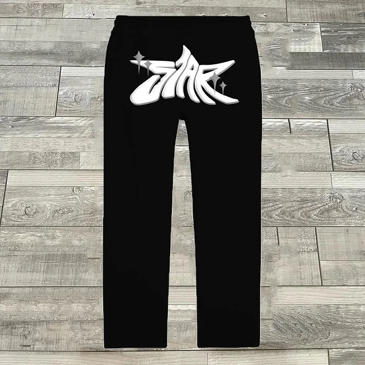 “STAT” Sweat Puff Print Fleece-lined Sweats Trousers