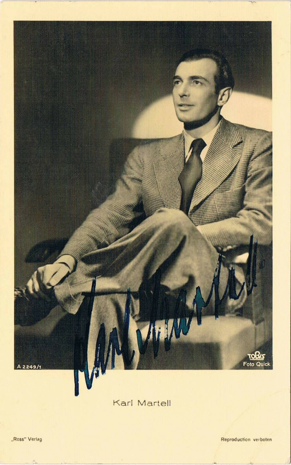 Karl Martell 1896-1966 autograph signed postcard Photo Poster painting 3.5x5.5