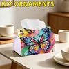 Diamond Art Painting Tissue Box Cover Wear Resist Decorative Paper Napkin Dispenser Multifunction Rhinestone PU Tissue Holder Kit for Adults Home Office Gift (Rainbow Butterfly)