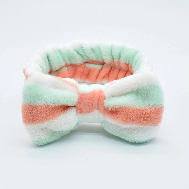 Fashion Stripe Polka Dots Flannel Bowknot Hair Band 1 Piece