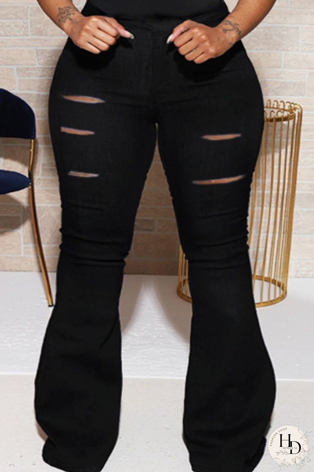 Black Casual Solid Hollowed Out Patchwork Turtleneck Plus Size