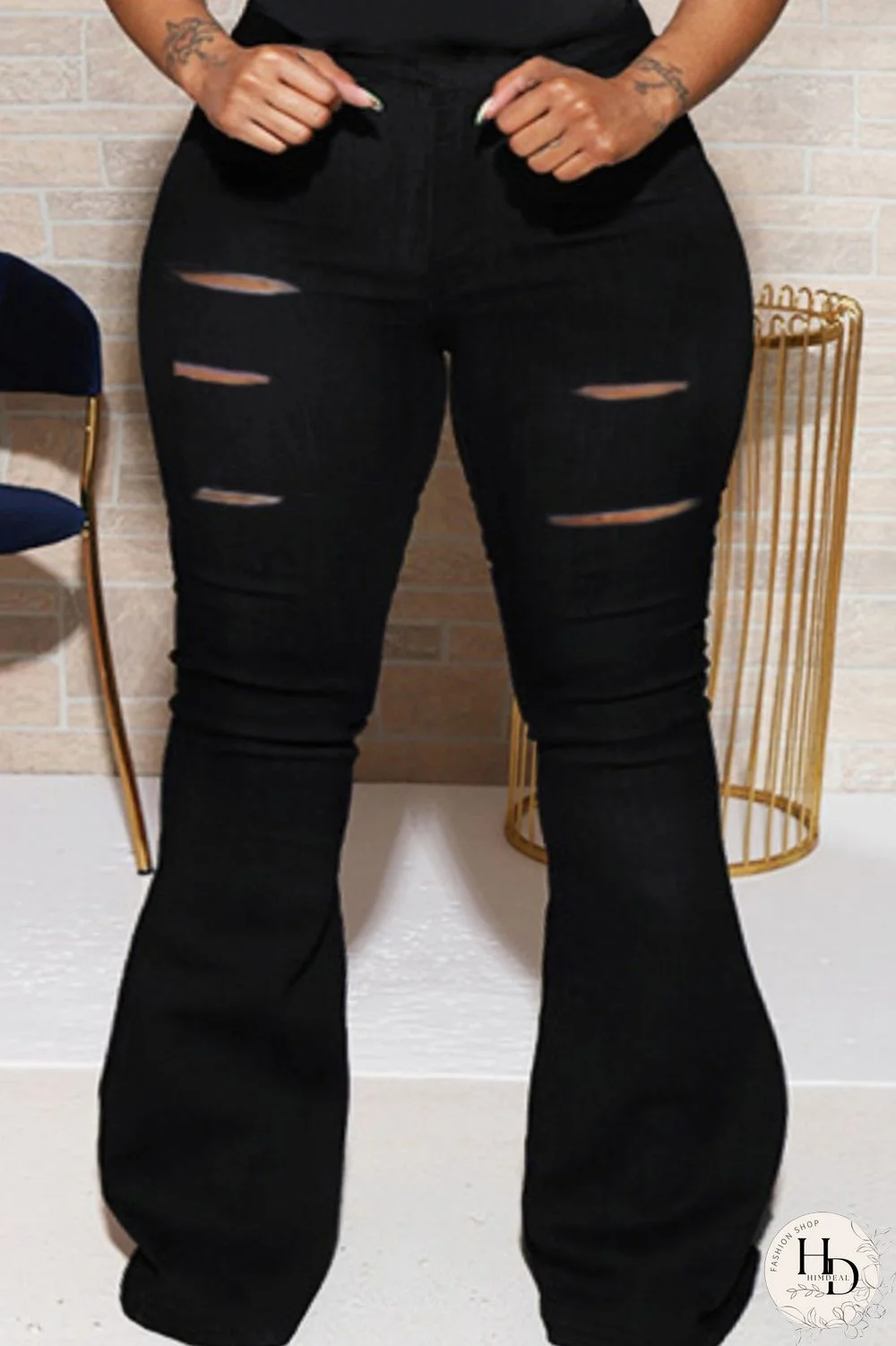 Black Casual Solid Hollowed Out Patchwork Turtleneck Plus Size