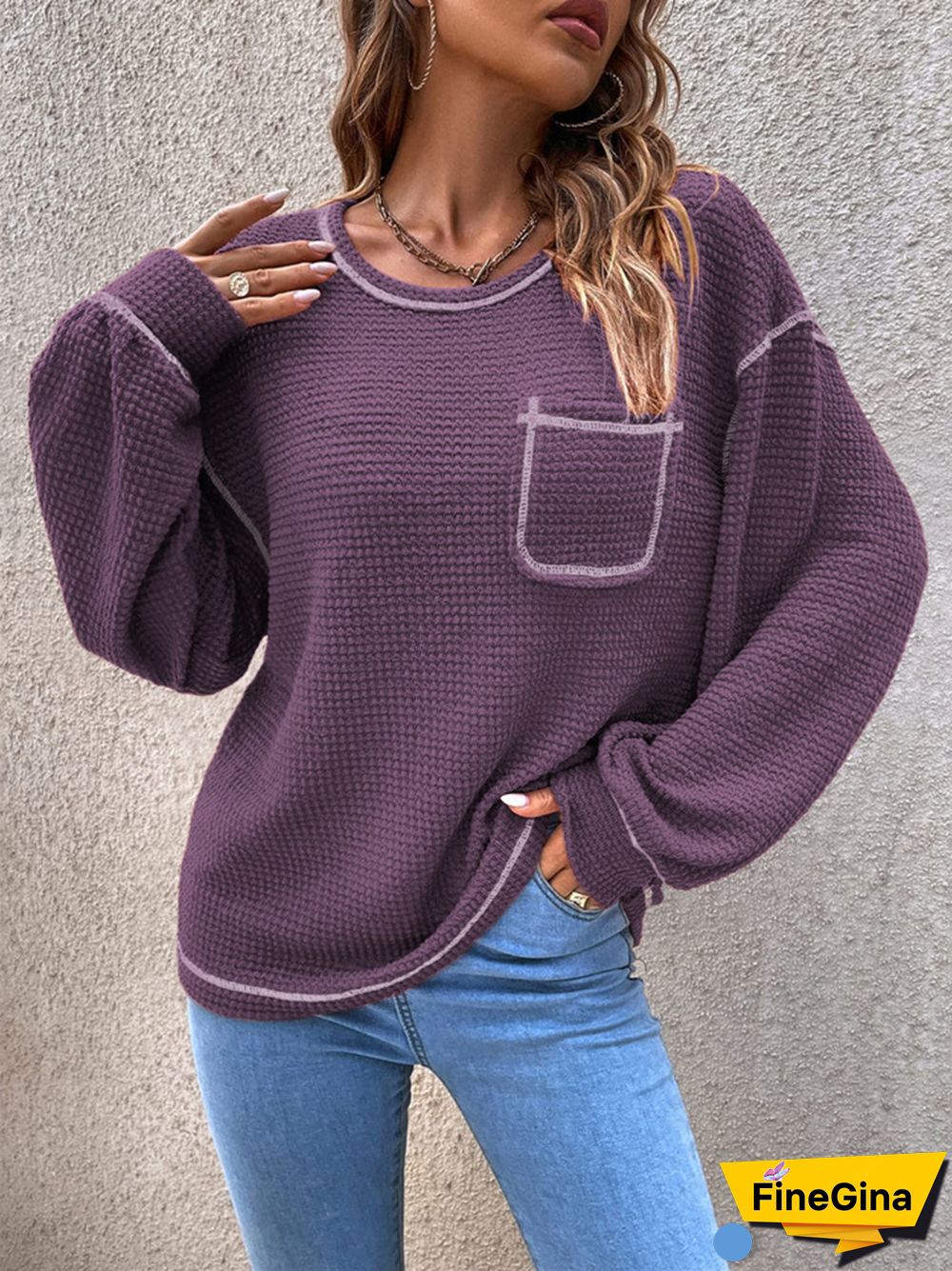 Casual Comfortable Round Neck Loose Versatile Knitting Sweater