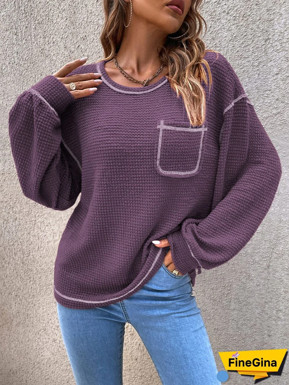 Casual Comfortable Round Neck Loose Versatile Knitting Sweater