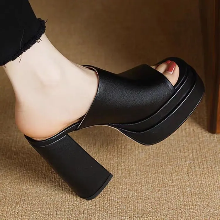 Yyvonne Ultra-High And Waterproof Table Slippers Coarse And Short Side Of The Show A Word High-Sight Cool Drag Woman