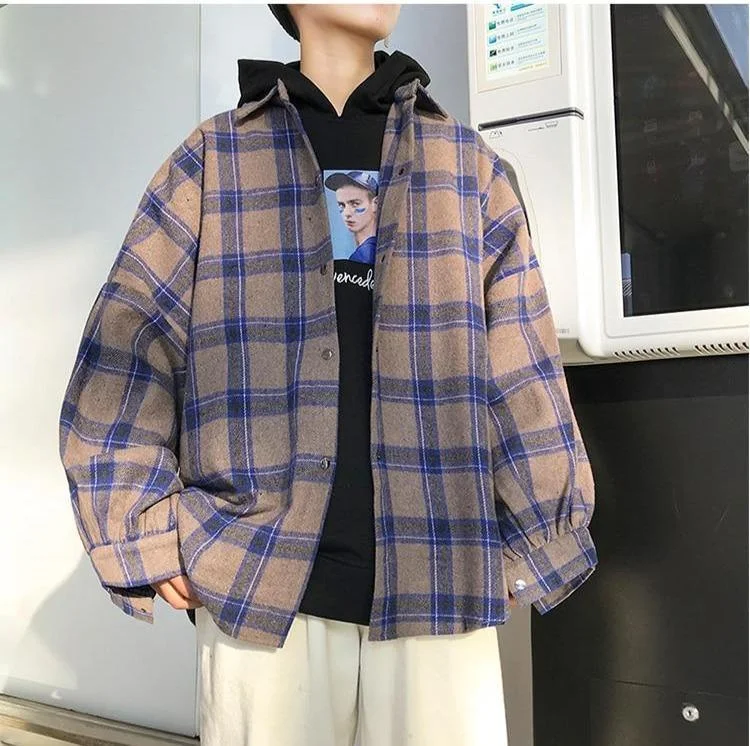 VINTAGE PLAID MEN SHIRT V162