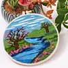 【Limited Stock Sale】Lakes And Sky-DIY Embroidery Kit with Pattern Cotton Threads Needles Hoop 30*30cm/11.81*11.81in tapestrymarket